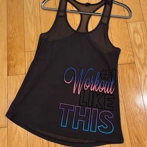 Material Girl Active #1 Workout Like This Gray Razorback Tank Top Size M